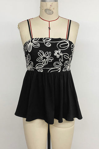 Floral Detail Peplum Tank