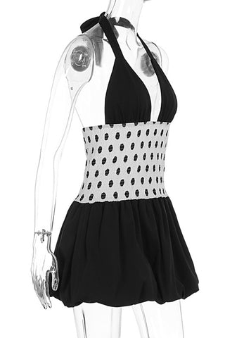 Halter Neck Polka Dot Casual Dress