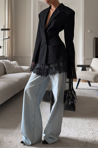 Lace-Detail Tailored Blazer