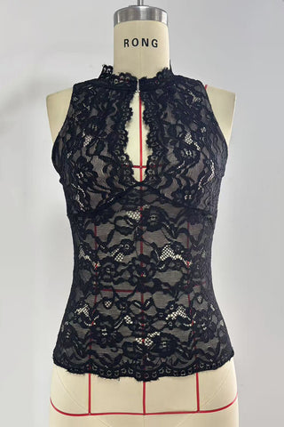 Lace Mock-Neck Tank Top