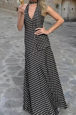 Halter Neck Polka Dot Casual Dress