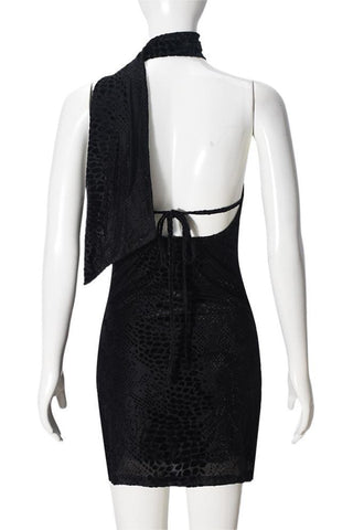 One-Shoulder Halter Mini Dress
