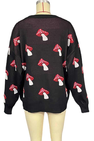 Playful Mushroom Pattern Sweater