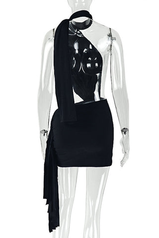 Halter Neck Mini Evening Dress