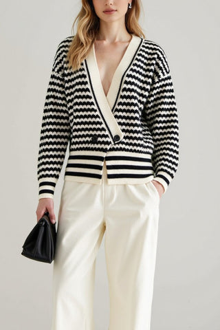 Striped Button-Up Cardigan