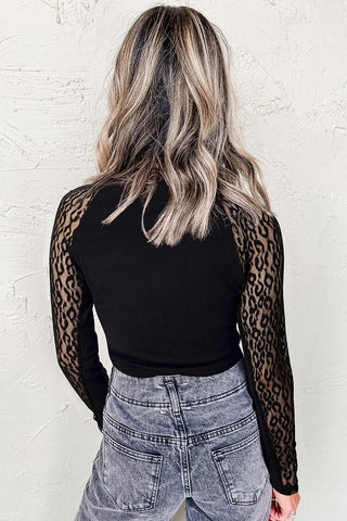 Leopard Patchwork Long Sleeve Top