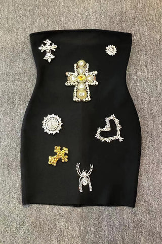 Embellished Strapless Evening Dress