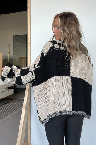 Open-Front Checked Cardigan