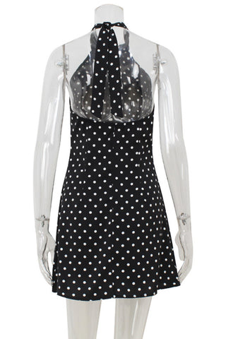 Polka Dot Halter Mini Dress