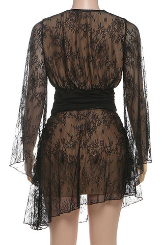 Lace Overlay Skirt Set