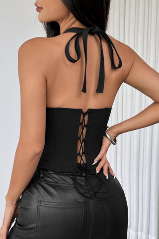 Button-Down Lace Detail Tank Top