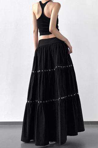 Tiered Maxi Skirt with Eyelet