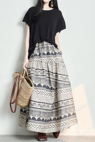 Patterned Maxi Skirt with Flowing Design