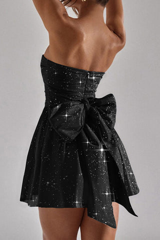 Strapless Bow-Back Mini Dress