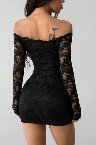 Off-Shoulder Lace Mini Dress