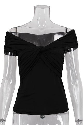 Off-Shoulder Twist Front Blouse