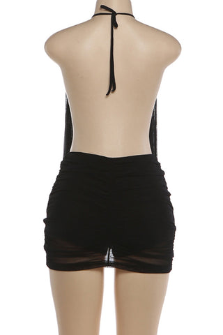 Elegant Plunge Halter Dress