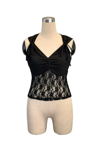Lace Panel Bow-Tie Tank Top