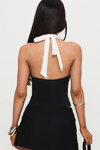 Halter Neck Two-Tone Tank Top