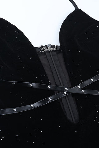 Halter Neck Glitter Mini Dress