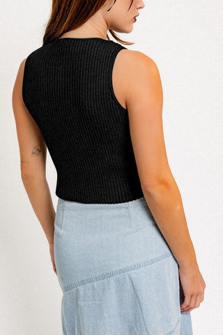 Lace-Up Ribbed Tank Top