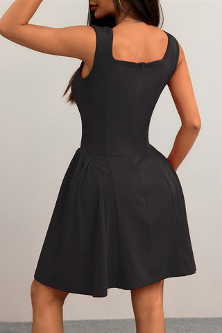 Square-Neck Flared Mini Dress