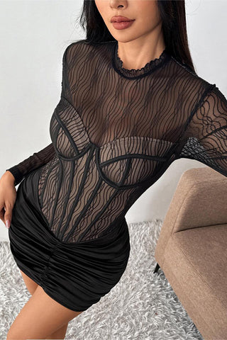 Sheer Long Sleeve Night Out Dress