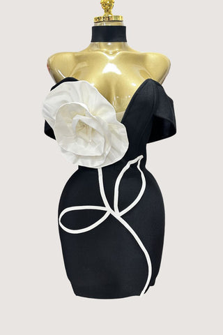 Floral Accent Evening Dress