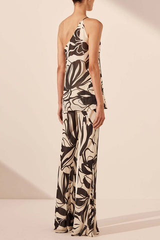 One-Shoulder Floral Pants Set