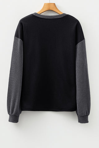 Rhinestone Pumpkin Long Sleeve Patchwork Top