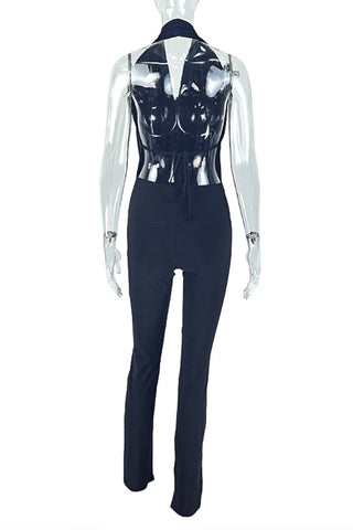 Draped Neckline Pants Set