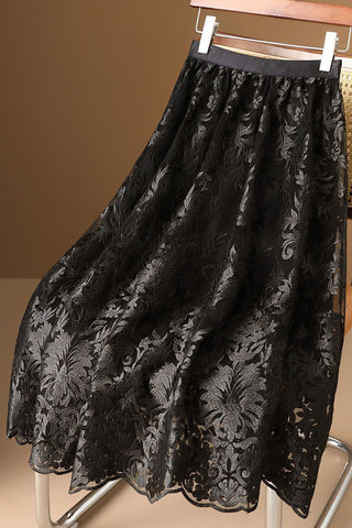 Floral-Patterned Midi Skirt