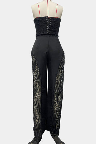 Strapless Lace Cutout Pants Set