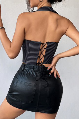 Pinstripe Halter Bustier Top