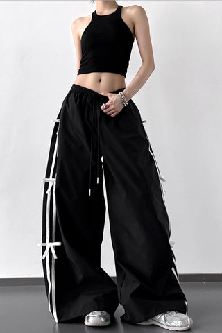 Wide-Leg Pants with Ribbon Detail