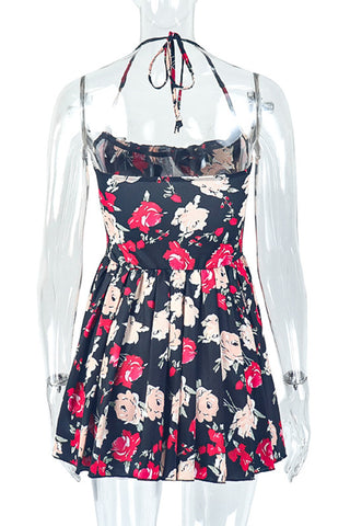 Floral Halter Neck Casual Dress