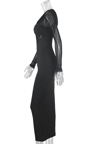 Sheer Sleeve Knotted Casual Dress