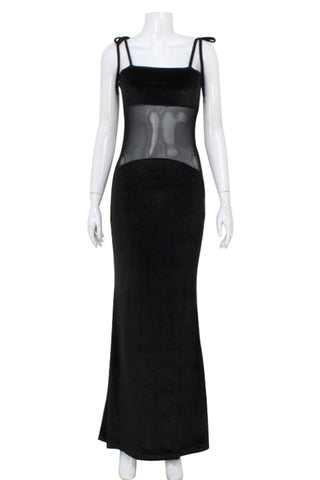 Sheer Panel Evening Maxi Dress