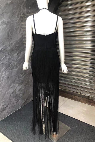 Fringe Layered Evening Dress
