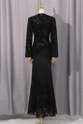 Elegant Lace Overlay Evening Gown