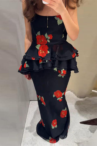 Floral Tiered Skirt Set