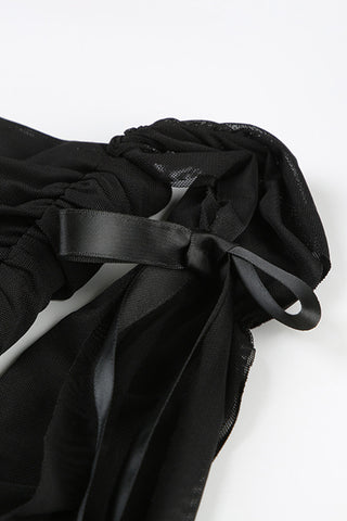 Off-Shoulder Tie Sleeve T-Shirt