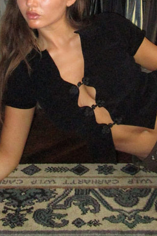 Short Sleeve Frog Button Top