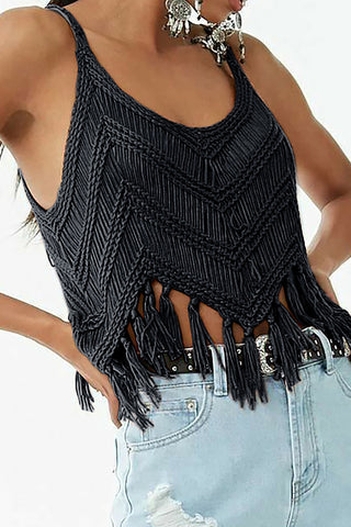 Fringe Detail Knit Tank Top
