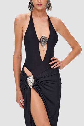 Halter Swimsuit and Sarong Set