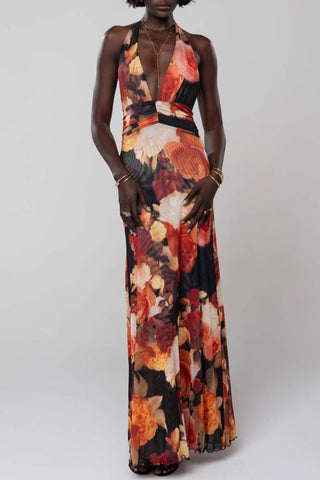 Halter Floral Maxi Dress