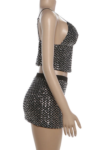Sparkling Two-Piece Skirt Set