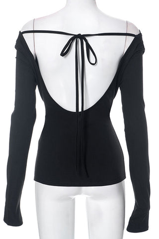Off-Shoulder Fitted Long Sleeve Top
