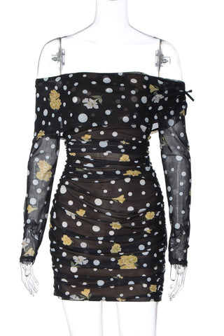 Off-Shoulder Ruched Casual Dress