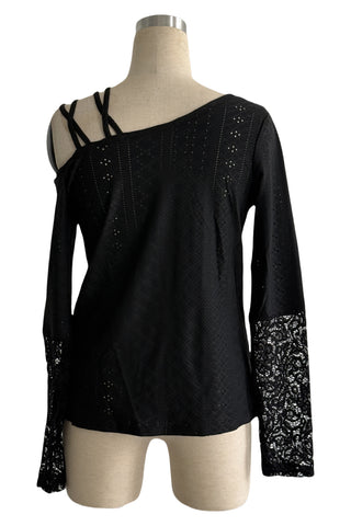 Off-Shoulder Lace Trim Blouse